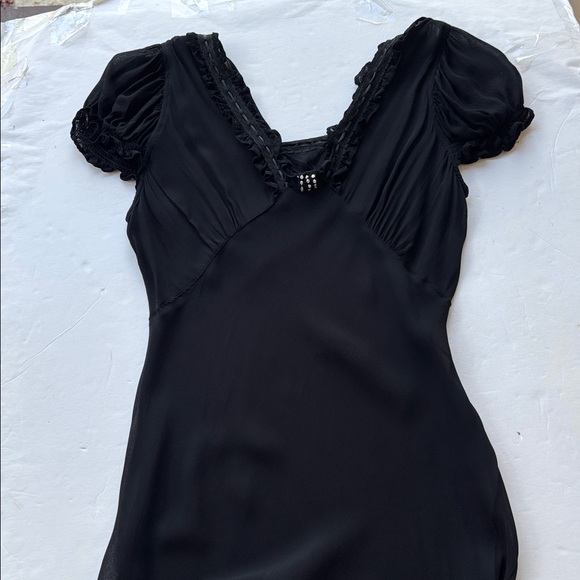 Vintage 90’s April Cornell Milkmaid Fairy Cocquette Midi Dress Medium Goth Black - Picture 4 of 17